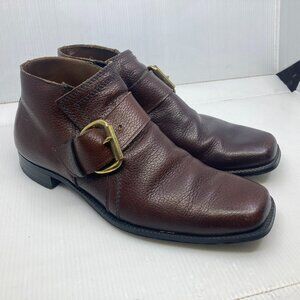 Vtg PEDWIN square toe monk strap Beatles ankle rockabilly mens boots sz 10.5